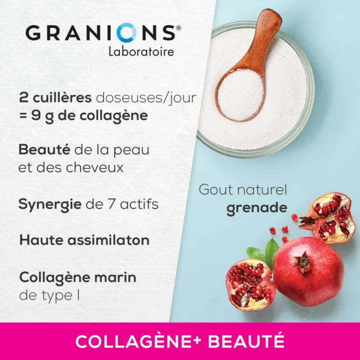 Collagène Beauté Grenade – Peptides Marins + Vitamine C Acérola
