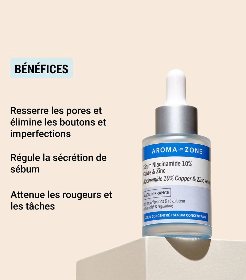 Sérum Niacinamide, Zinc & Cuivre - Peau nette & cheveux fortifiés