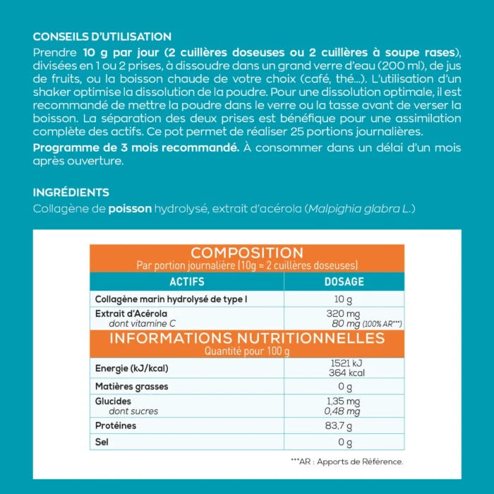 Collagène Marin Neutre – Peptides Hydrolysés + Vitamine C Acérola