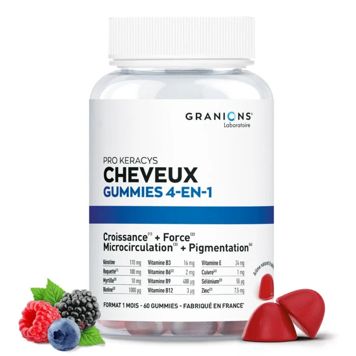 Cheveux Gummies 4-en-1 - Kératine & biotine