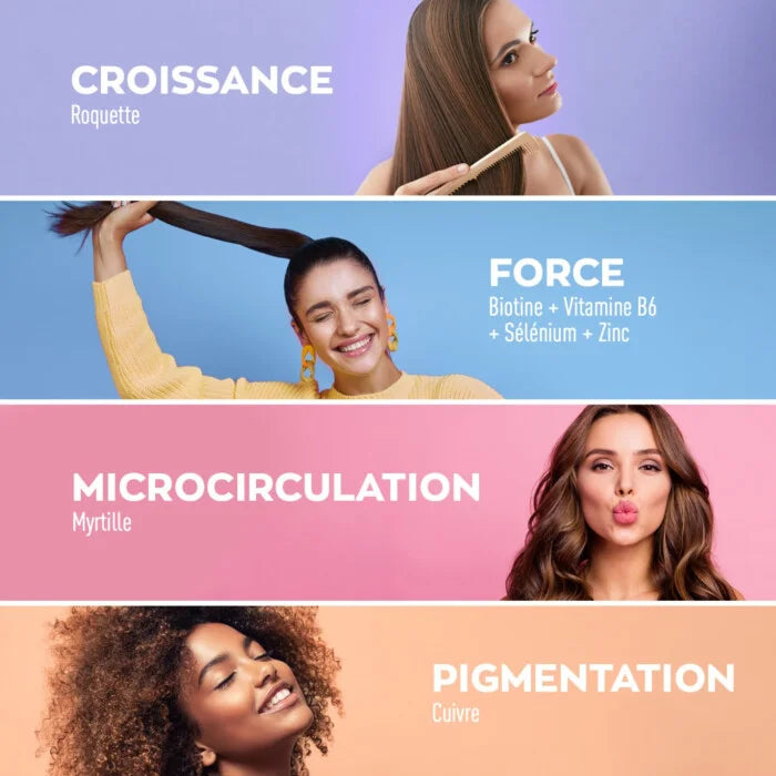 Cheveux Gummies 4-en-1 - Kératine & biotine