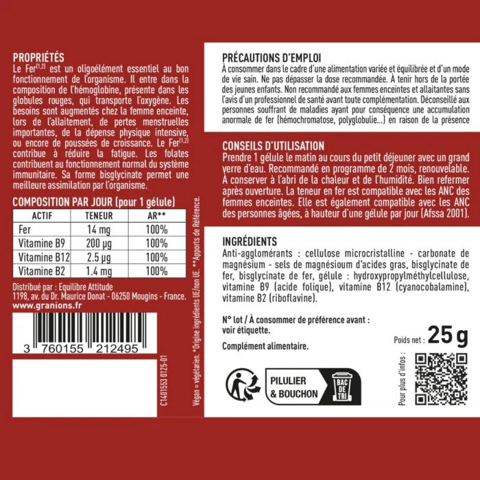 Fer Bisglycinate Granions | 60 Gélules
