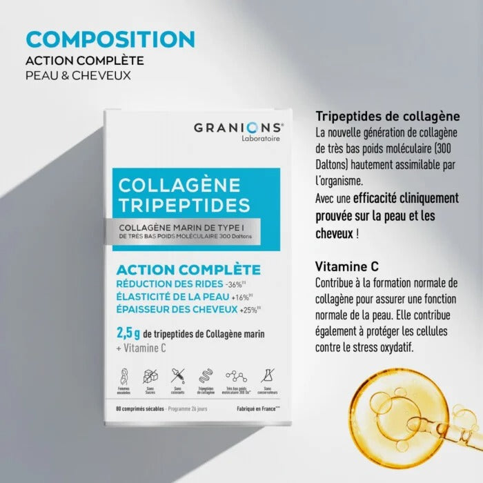 Collagène Tripeptides 2,5 g - Peau & cheveux - gelule