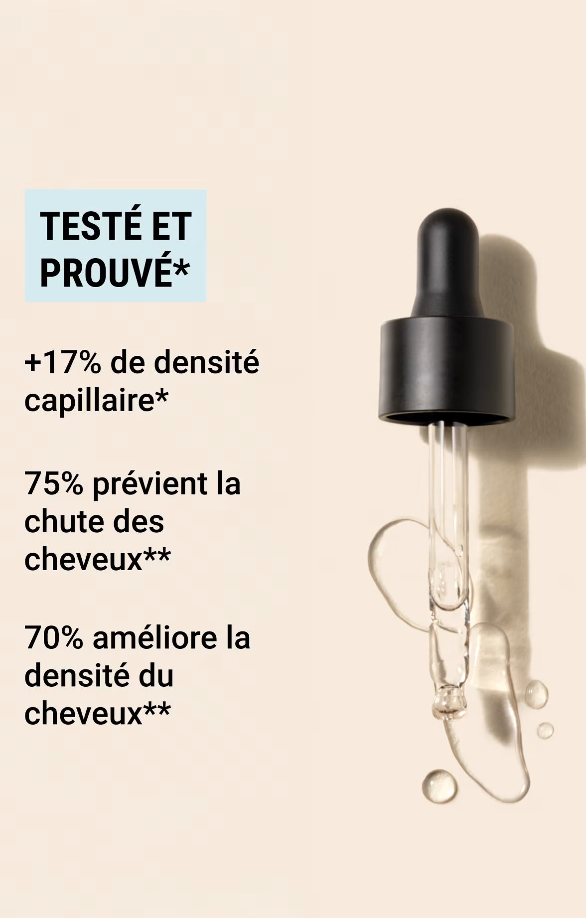 Sérum capillaire anti-chute sans rinçage - Peptides & Trèfle rouge